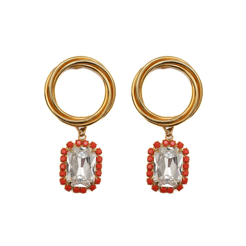 Σκουλαρίκια Κρεμαστά Anastasia Dimitriadi χρυσό/πορτοκαλί