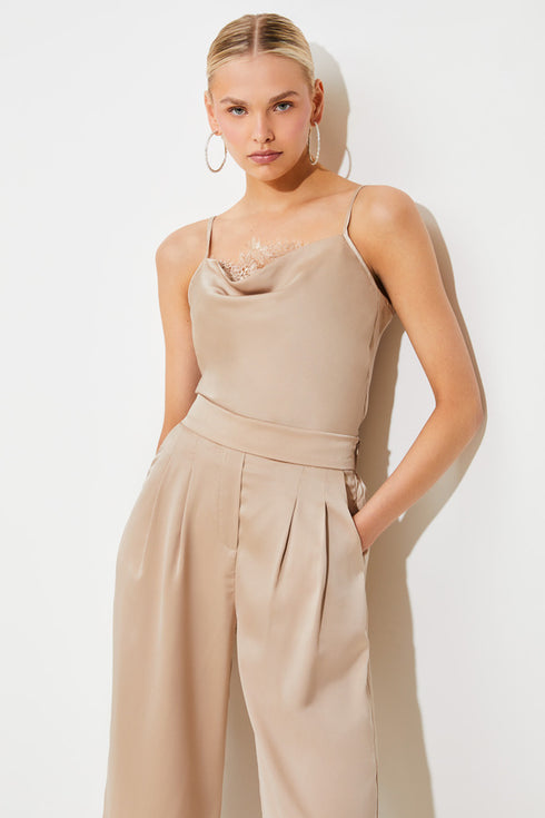 Παντελόνα σατέν Johan Suncoo Paris S25C04059 μπεζ