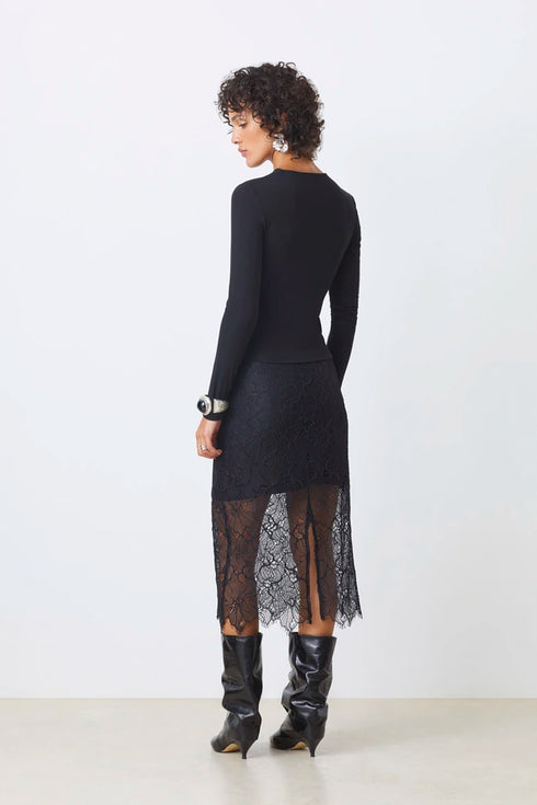 Φούστα δαντελωτή Faye Suncoo Paris H25C05274 μαύρο