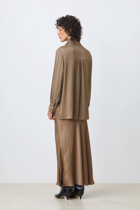 Πουκάμισο σατέν βισκόζη Lino Suncoo Paris H25C07101 μπεζ