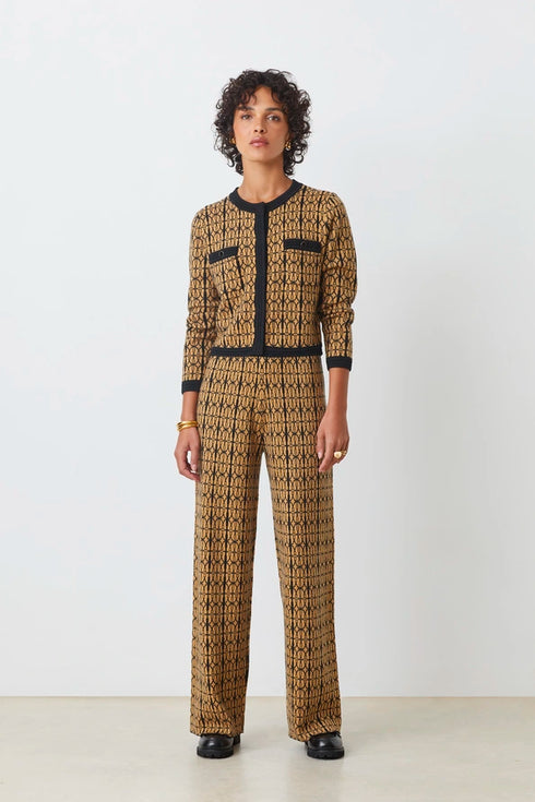 Ζακέτα πλεκτή Geroma Suncoo Paris H25M02233 κάμελ/μαύρο