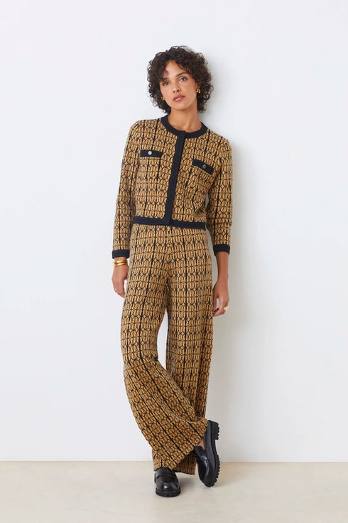 Παντελόνι πλεκτό Jaden Suncoo Paris H25M04232 κάμελ/μαύρο