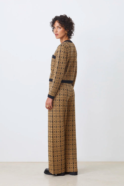 Παντελόνι πλεκτό Jaden Suncoo Paris H25M04232 κάμελ/μαύρο