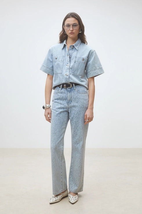 Παντελόνι Ritchy Suncoo Paris S26C13312 γαλάζιο λέοπαρ