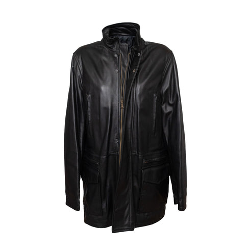 Ανδρικό Δερμάτινο Τζάκετ Simon 508N1 μαύρο