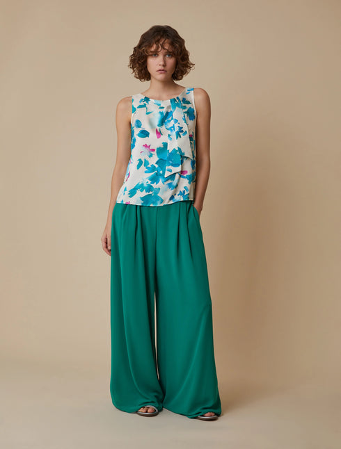 Παντελόνα φαρδιά Papaia Penny Black 1131065202004 σμαραγδί