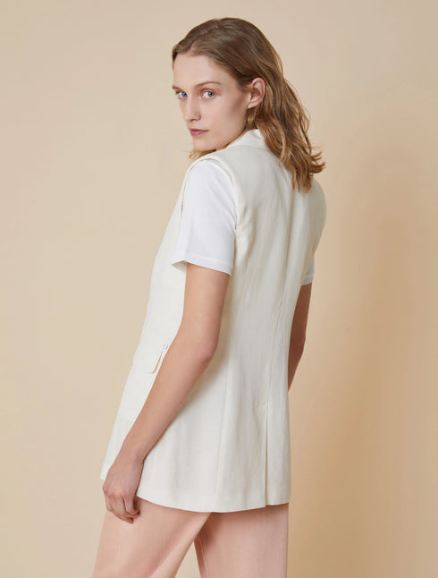 Γιλέκο λινό Cris Penny Black 1151025302001 εκρού