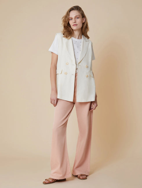 Γιλέκο λινό Cris Penny Black 1151025302001 εκρού