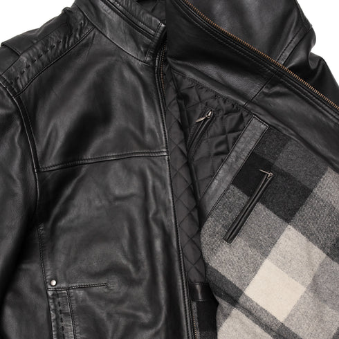Ανδρικό Δερμάτινο Τζάκετ Guy Laroche 731-01 μαύρο