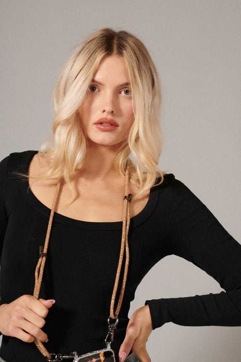 Αλυσίδα-κολιέ κινητού La Coque Francaise LE317520 μπεζ/χρυσό