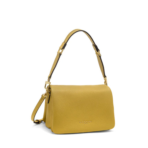 Τσάντα ώμου/χιαστί δέρμα Bice Media Nannini 18655 κίτρινο