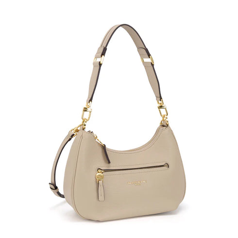 Τσάντα ώμου/χιαστί δέρμα Bice Media Nannini 18712 μπεζ