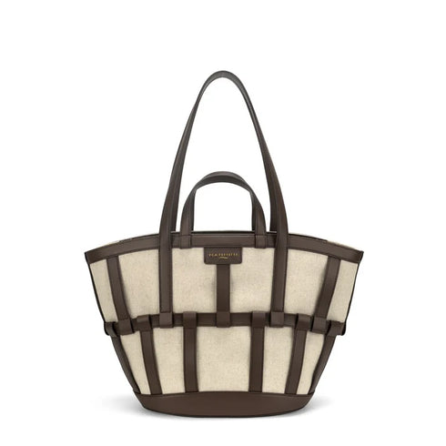 Τσάντα tote/ώμου δέρμα Vesna Nannini 19190 μπεζ/καφέ