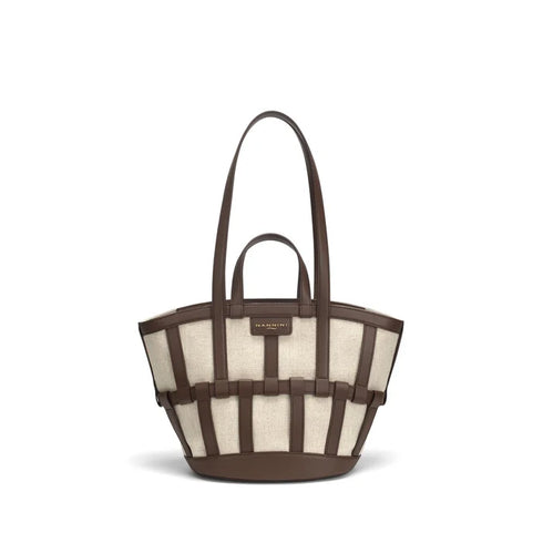 Τσάντα tote/ώμου δέρμα Vesna Media Nannini 19191 μπεζ/καφέ