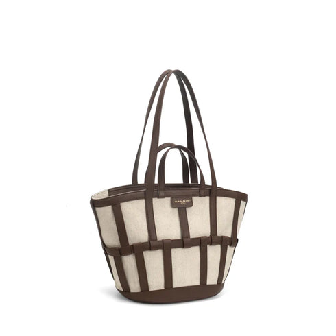 Τσάντα tote/ώμου δέρμα Vesna Media Nannini 19191 μπεζ/καφέ