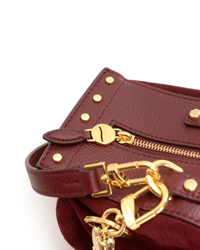 Τσάντα tote/χιαστί δέρμα Camilla Suede Nannini 21332 μπορντό