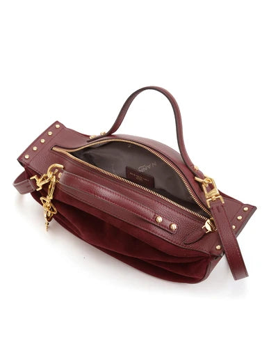 Τσάντα tote/χιαστί δέρμα Camilla Suede Nannini 21332 μπορντό