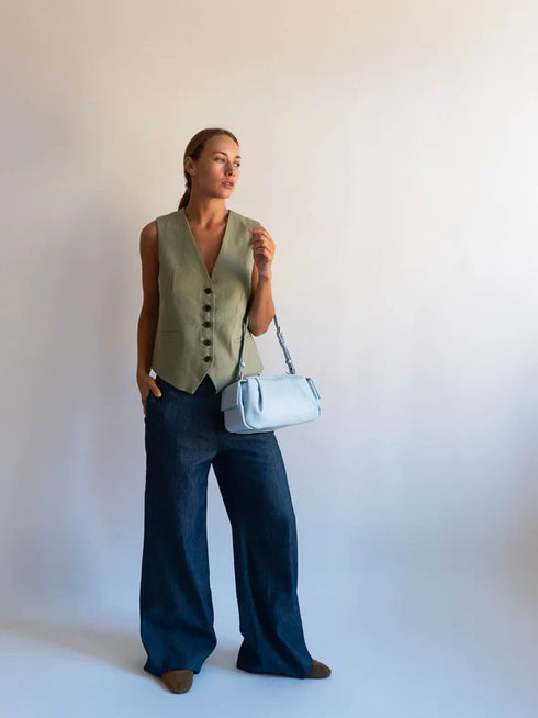 Τσάντα ώμου/χιαστί HVISK Vegan 2501-096-010000 γαλάζιο