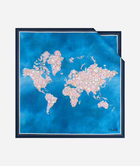 Φουλάρι μεταξωτό 70x70 cm Alviero Martini 1a Classe KF120-1818-0154 μπλε