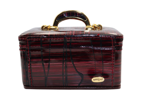 Μπιζουτιέρα μικρή δερμάτινη Emipel μπορντό