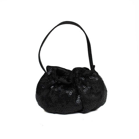 Βραδινό τσαντάκι ύφασμα-παγιέτα Drap μαύρο