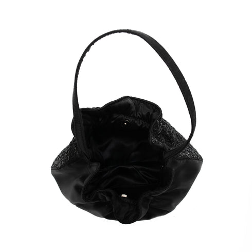 Βραδινό τσαντάκι ύφασμα-παγιέτα Drap μαύρο