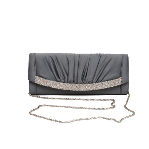 Βραδινό τσαντάκι ύφασμα Drap γκρι