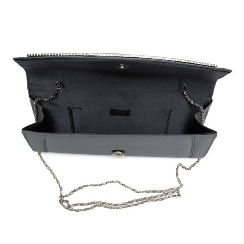 Βραδινό τσαντάκι ύφασμα Drap γκρι