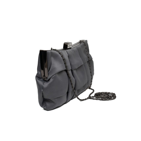 Βραδινό τσαντάκι ύφασμα Drap γκρι