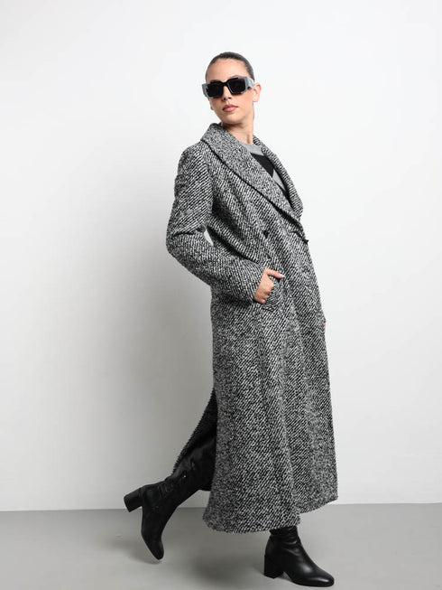 Παλτό Fecola Penny Black 20140723-7 άσπρο/μαύρο