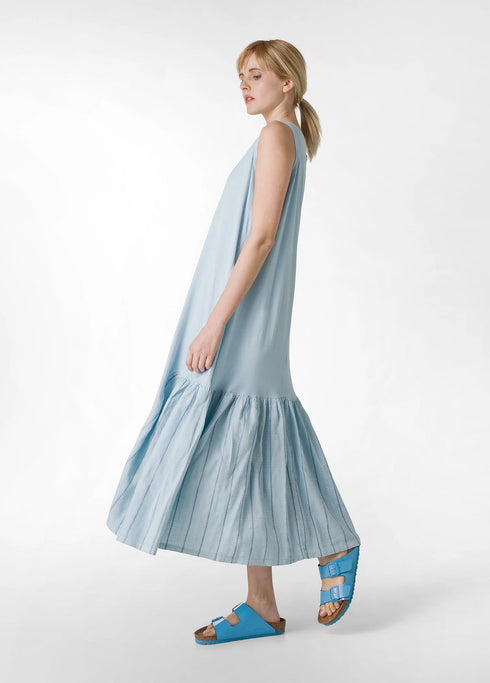 Φόρεμα οργανικό βαμβάκι/λινό Deha D02247-12506 γαλάζιο