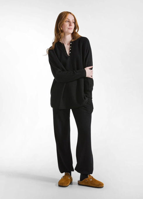 Πουλόβερ μαλλί/κασμίρ V-Neck Deha D12182-10009 μαύρο