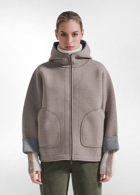 Τζάκετ scuba Deha D32051-48112 μπεζ/γκρι