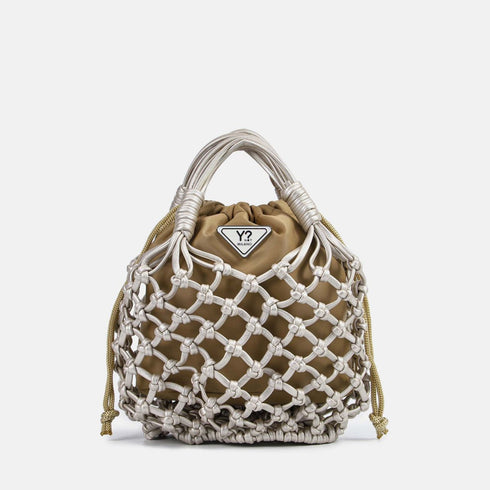 Τσάντα tote/χιαστί Y Not? FNY-002S6 ασημί