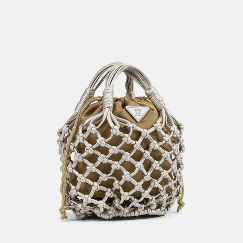 Τσάντα tote/χιαστί Y Not? FNY-002S6 ασημί