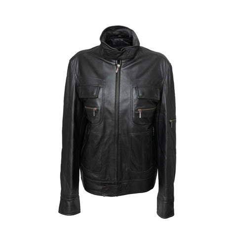 Ανδρικό Δερμάτινο Τζάκετ Simon 505N1 μαύρο