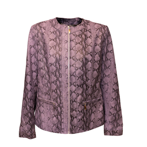 Γυναικείο Δερμάτινο τζάκετ snake effect Guy Laroche 464-04 μωβ