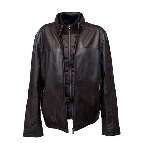 Ανδρικό Δερμάτινο Τζάκετ Guy Laroche 786-01 μαύρο
