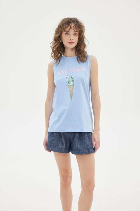 Τοπ Ice Tank Love+Alicia 421320 γαλάζιο