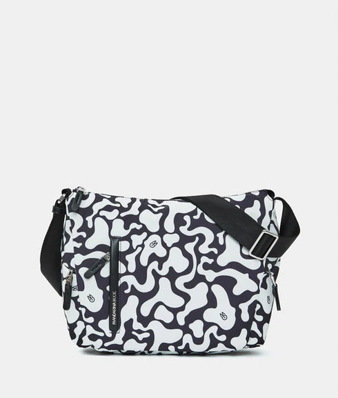 Τσάντα ώμου/χιαστί Moire Mandarina Duck P10QHT55-A92 άσπρο/μαύρο