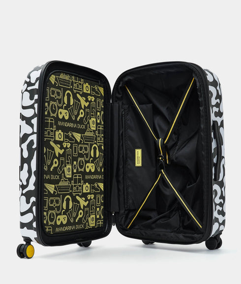 Βαλίτσα μεσαία Logoduck + Moire 69x45x32cm Mandarina Duck P10UJV32-A92 άσπρο/μαύρο