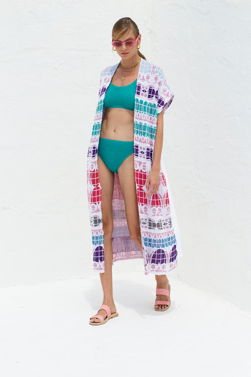 Κιμονό μακρύ 100% βαμβάκι Pepper Vally πολύχρωμο