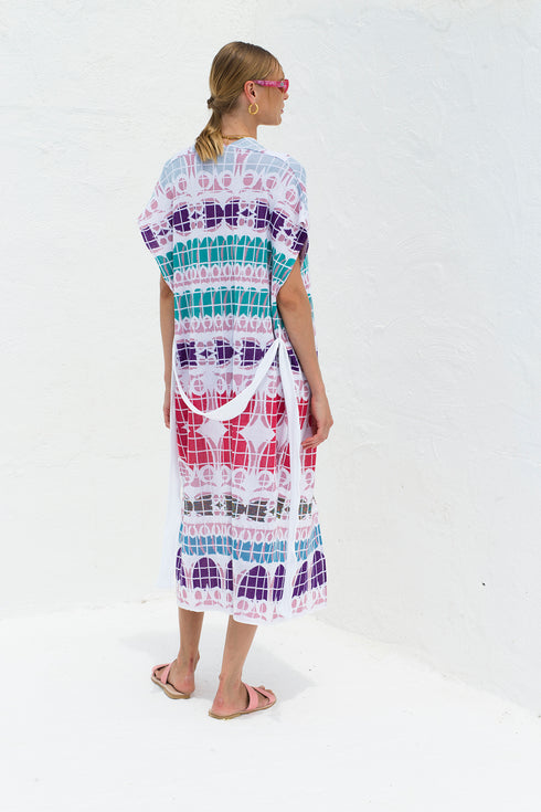 Κιμονό μακρύ 100% βαμβάκι Pepper Vally πολύχρωμο