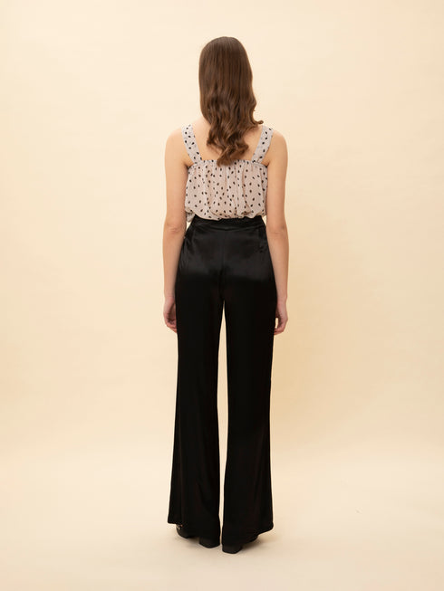 Παντελόνι ψηλόμεσο σατέν We_Are μαύρο