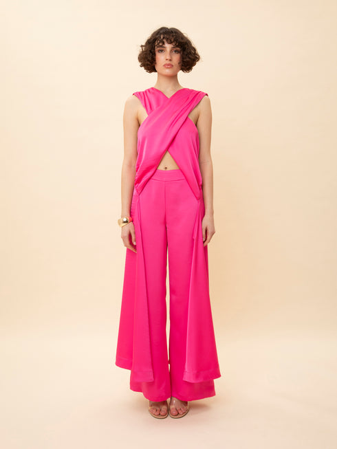 Παντελόνι ψηλόμεσο σατέν We_Are φούξια