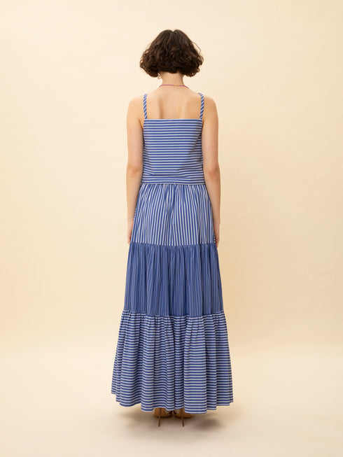 Φούστα μάξι ριγέ We_Are μπλε/λευκό