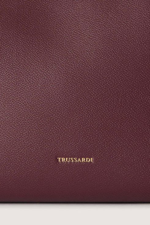 Τσάντα ώμου δερμάτινη Piazza Trussardi WBB14M05 μπορντό/μαύρο