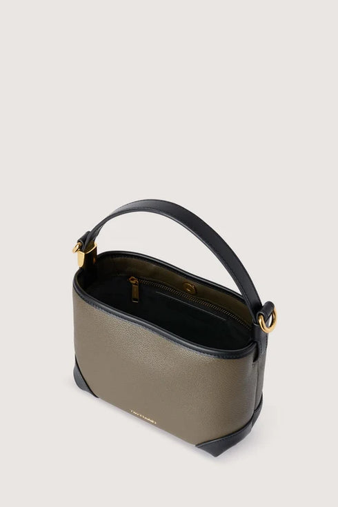 Τσάντα tote/χιαστί δερμάτινη Piazza mini Trussardi WBB13M05 λαδί/μαύρο