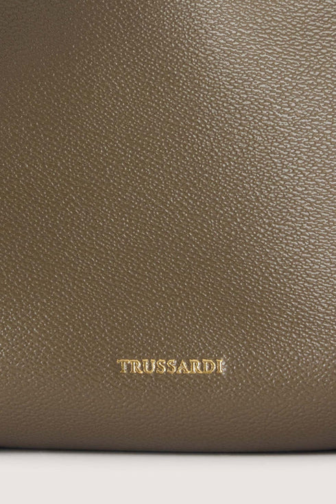 Τσάντα tote/χιαστί δερμάτινη Piazza mini Trussardi WBB13M05 λαδί/μαύρο