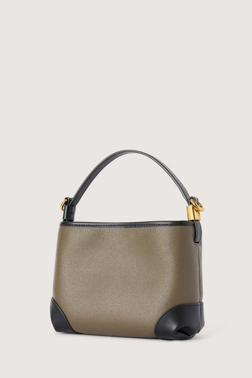 Τσάντα tote/χιαστί δερμάτινη Piazza mini Trussardi WBB13M05 λαδί/μαύρο